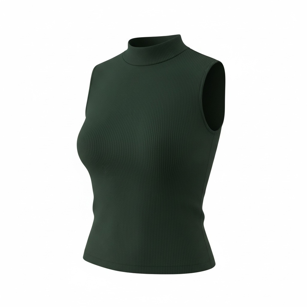 Zara Sleeveless Mock Neck Tank - Forest Green